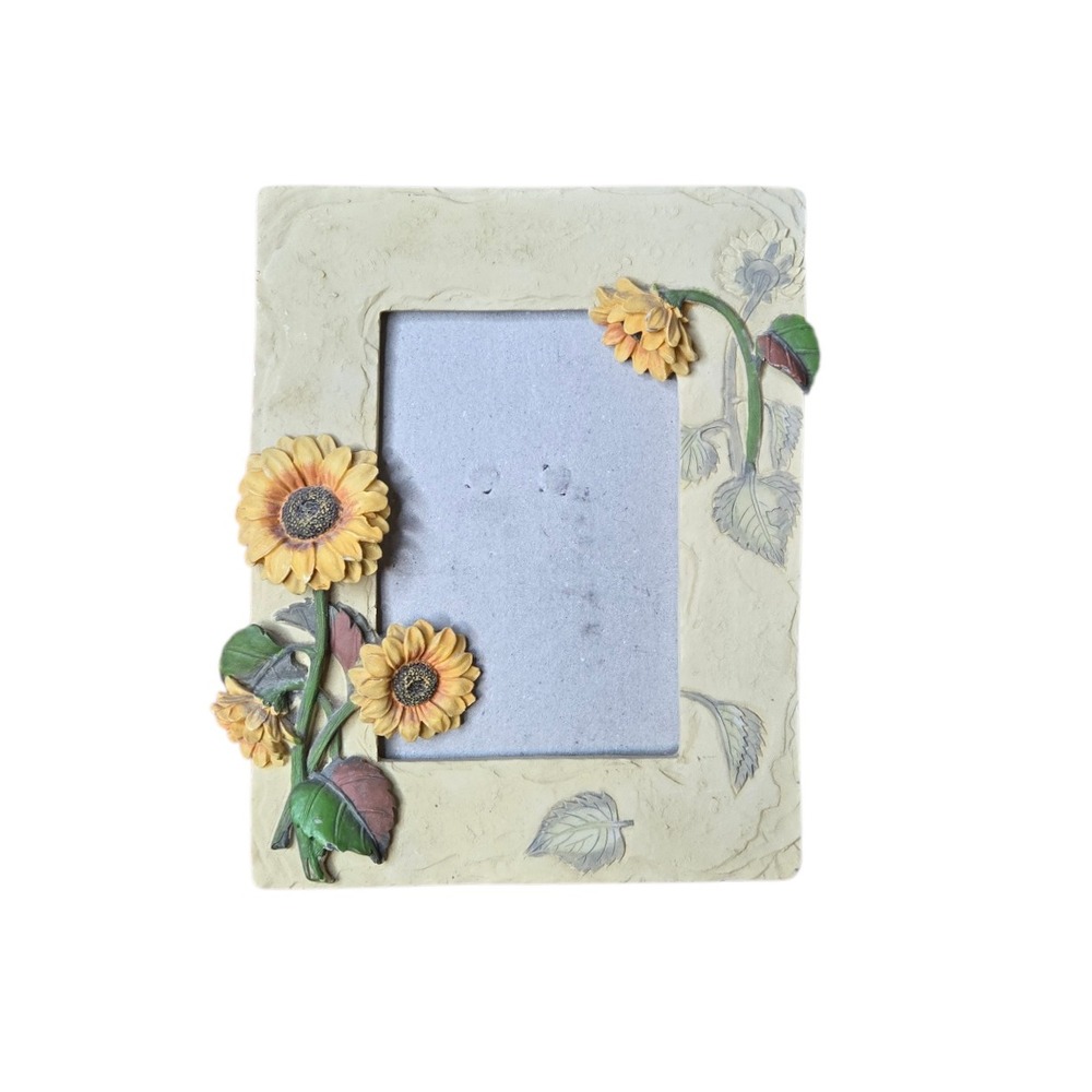 Vintage Sunflower Photo Frame Resin 3D‎ Floral Tabletop Wall Hanging 6.5 x 5